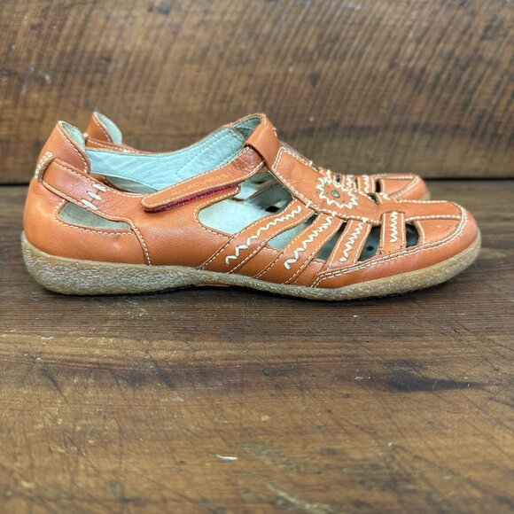 Mephisto Allrounder Galina Orange Leather Fisherman Sandals 7.5 - Picture 4 of 12